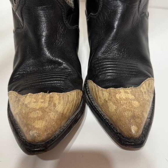 Tony Lama Vintage Black Leather Snake Cowboy Boots - Picture 9 of 17